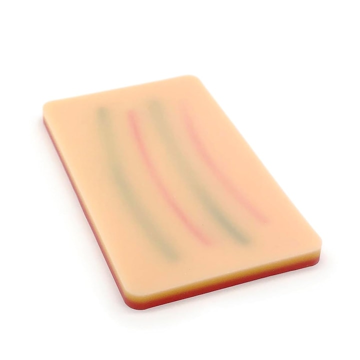 Mulaj din silicon pentru practicarea injectiilor intravenoase, Axroad Mall, Cu 3 straturi de piele, Imita pielea umana, Suture Expert, Reutilizabile, Usor de utilizat, Moale, Portabil, 18x11x1.2cm, Crem