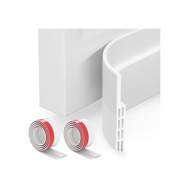 Áramálló ajtóvédelem, 2 db, Öntapadós, Állítható, 100 cm, Fehér