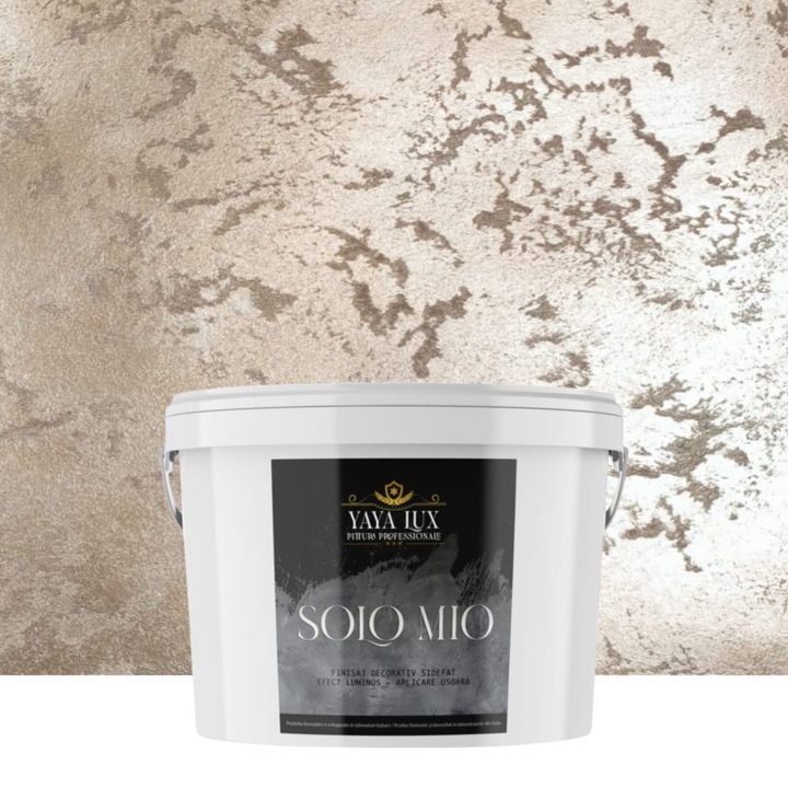 Vopsea decorativa de Lux, Solo Mio, Cafea cu Lapte, cu Cristale Lichide Stralucitoare, Efecte Spectaculoase, 2.5 Litri