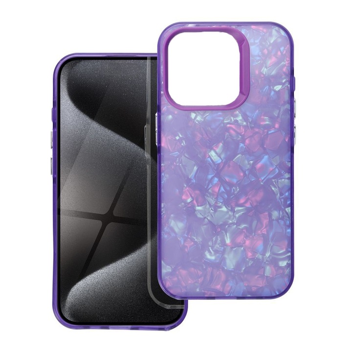 Husa pentru Apple iPhone 12 / 12 Pro, Vibe Shades, Detalii iridescente, Suprafata stralucitoare, Rezistenta la socuri si zgarieturi, Permite incarcarea wireless, Durabila, Culoare Violet