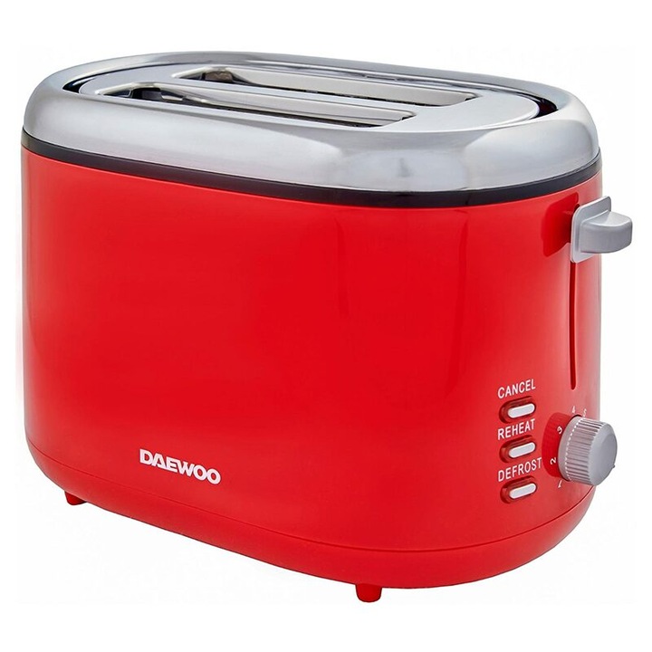 Тостер, 2 филийки, червен, 900 W, 7 степени на запичане
