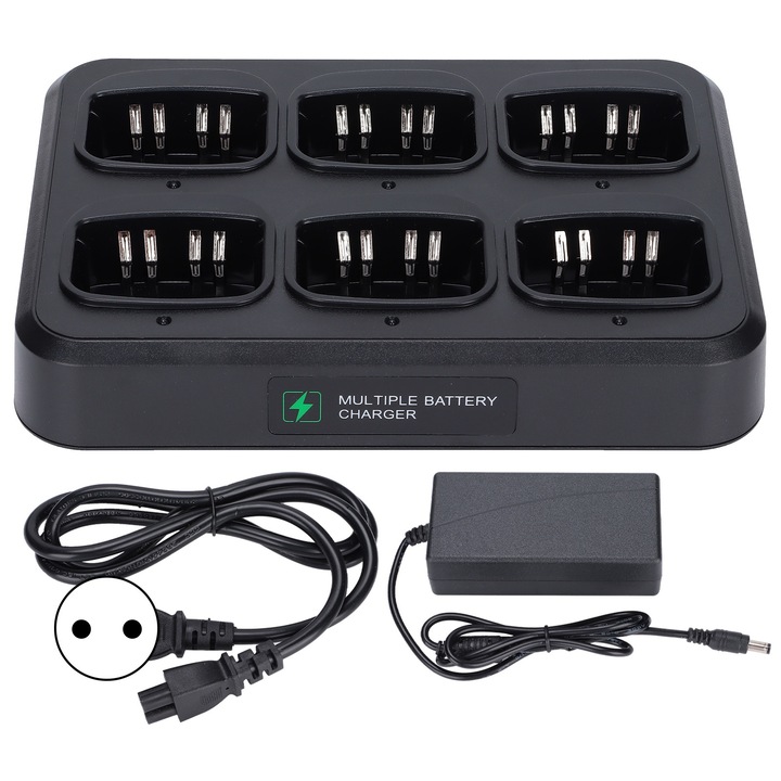 Töltőállomás kétirányú rádióhoz, Jormftte, 6 egység, ABS, 110-240V, 6x akkumulátor