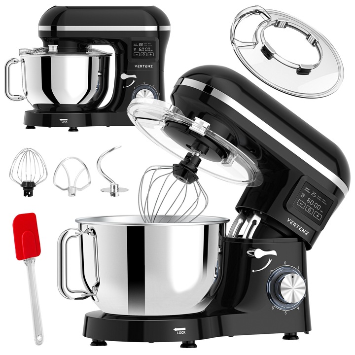 Vertenz Cosmiq 50, Кухненски робот, 1900 W, 6, 2 L, 6 скорости, Таймер, функция за ферментация, система за бързо сглобяване, Черен