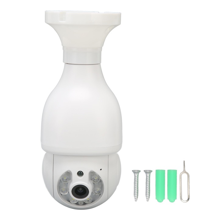 Camera de securitate Jormftte WIFI cu difuzor Bluetooth, 1080P, rotire 180°, negru