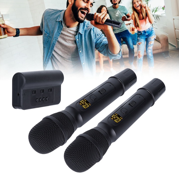 Jormftte vezeték nélküli mikrofon szett, UHF, 80m hatótávolság, 1200mAh, 2 darab