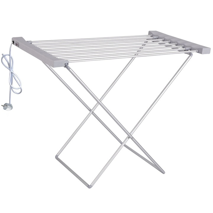 Uscator de rufe electric Timeless Tools, 120 W, cu 8 bare de uscare, IPx1, Pliabil, Ergonomic, 94 x 44 x 73 cm, Alb