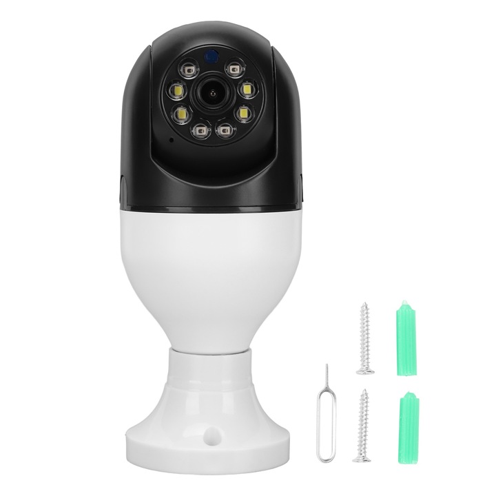 Camera de supraveghere, Jormftte, cu detector de fum 1080P, semnal Wifi, mini dimensiuni, utilizare ușoară, alb