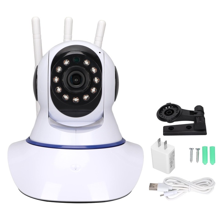 Cameră de supraveghere wireless Jormftte C2, 1080P, deteţie mişcare, viziune nocturnă, neagră