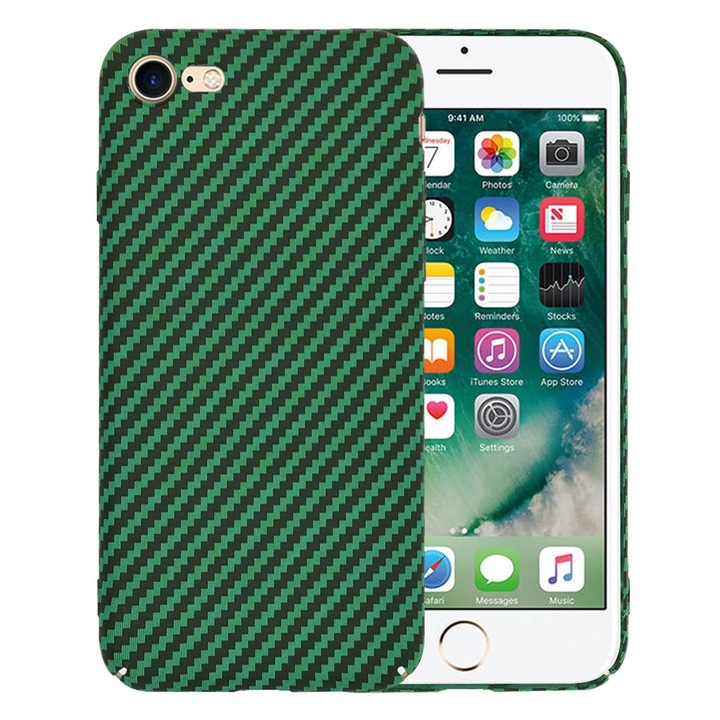 Védőtok iPhone 7 / iPhone 8 / iPhone SE 2, SE 2020 / iPhone SE 3, SE 2022, UIQ® Carbonite, Ultra Slim, Prémium minőségű, Ujjlenyomat-mentes, Zöld