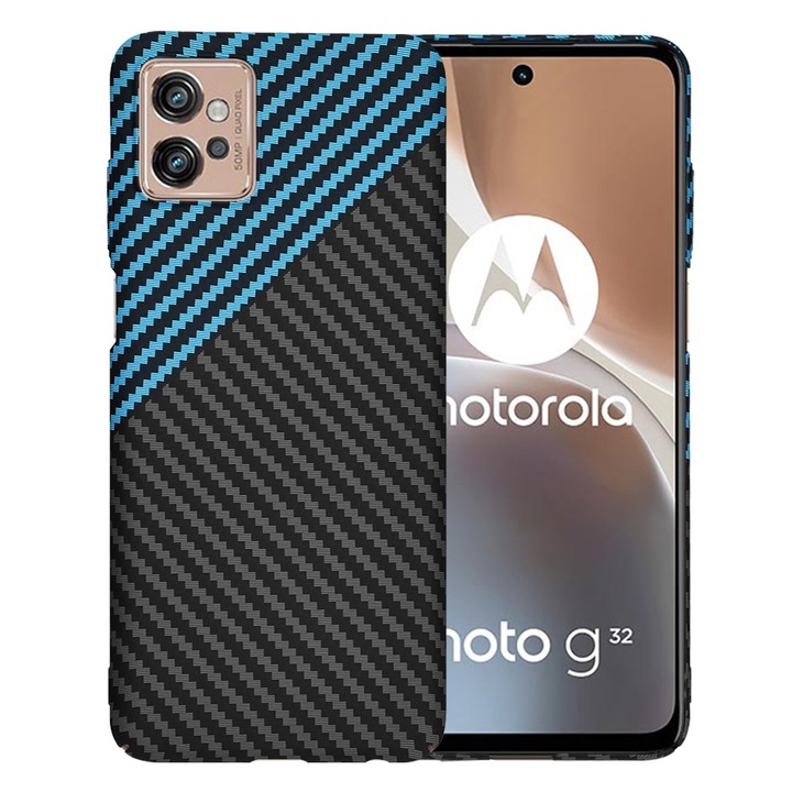 Husa Protectie compatibila cu Motorola Moto G32, MaiDestept, Q27, Policarbonat, Lexgard, Albastru RoyalPulse