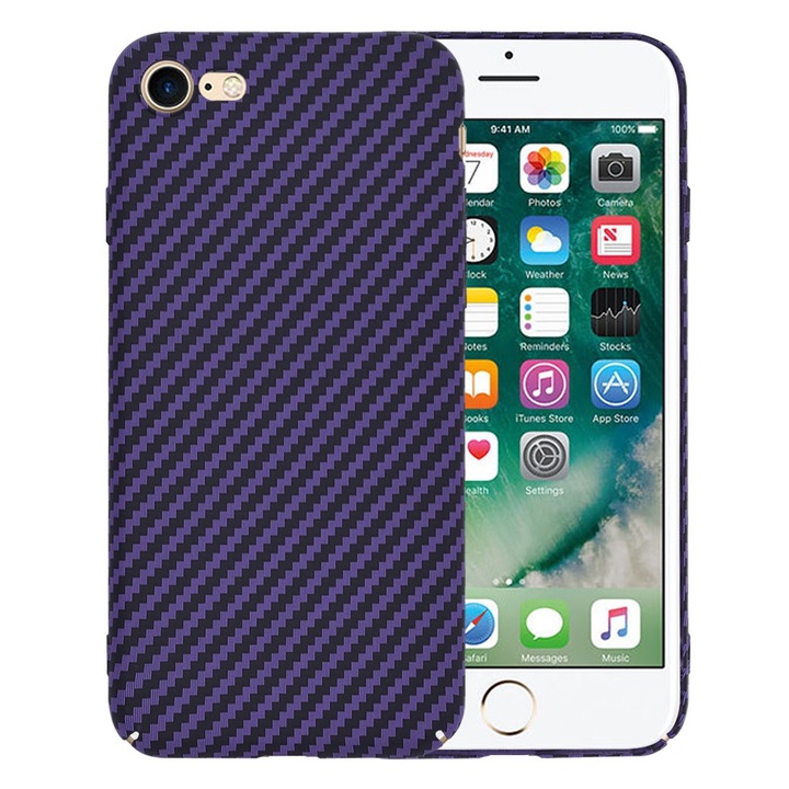 Védőtok iPhone 7 / iPhone 8 / iPhone SE 2, SE 2020 / iPhone SE 3, SE 2022, UIQ® Carbonite, Ultra Slim, Prémium minőségű, Ujjlenyomat mentes, Lila