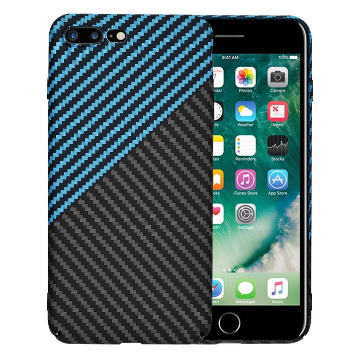 Husa Protectie compatibila cu iPhone 7 Plus/iPhone 8 Plus, MaiDestept, M48, Policarbonat, Lexgard, Albastru RoyalPulse
