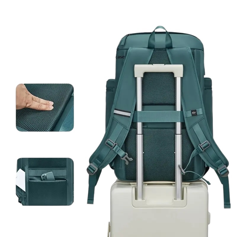 Rucsac Premium, Cracos®, verde, capacitate 30L, 55x31x20 cm, port USB, compartimente separate pentru laptop si Incaltaminte, Impermeabil, ideal pentru calatorii sau activitati zilnice