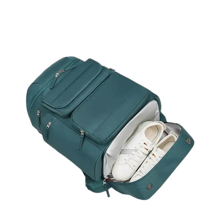 Rucsac Premium, Cracos®, verde, capacitate 30L, 55x31x20 cm, port USB, compartimente separate pentru laptop si Incaltaminte, Impermeabil, ideal pentru calatorii sau activitati zilnice