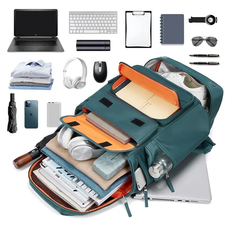 Rucsac Premium, Cracos®, verde, capacitate 30L, 55x31x20 cm, port USB, compartimente separate pentru laptop si Incaltaminte, Impermeabil, ideal pentru calatorii sau activitati zilnice