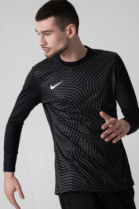 Nike, Bluza slim-fit cu imprimeu si tehnologie Dri-Fit, pentru fotbal, Negru/Gri, L