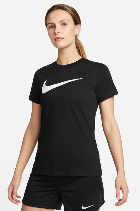 Nike, Tricou cu imprimeu logo, poentru fotbal, Alb, Negru, M