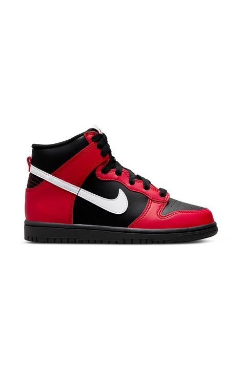 Nike, Pantofi sport high-cut din piele ecologica Dunk High, Rosu/Alb/Negru, 28 EU