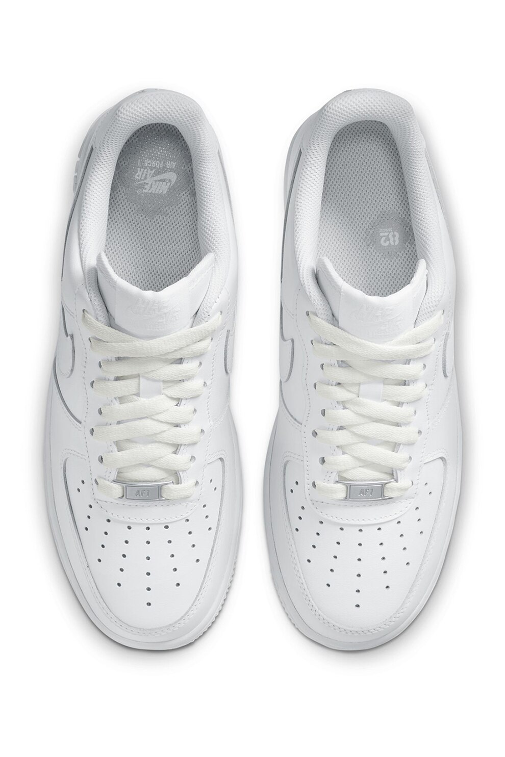 Nike, Pantofi sport din piele ecologica Air Force 1, Alb optic, 5.5 ...