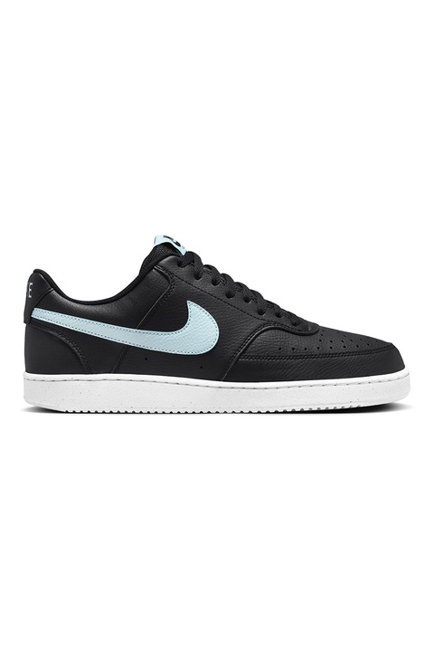 Nike, Pantofi sport de piele ecologica Court Vision Low Next Nature, Negru/Albastru glaciar