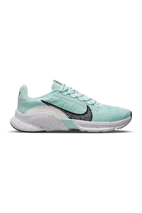Nike, Pantofi low-top pentru antrenament Superrep Go 3 Flyknit Next Nature, Alb/Negru/Albastru aquamarin