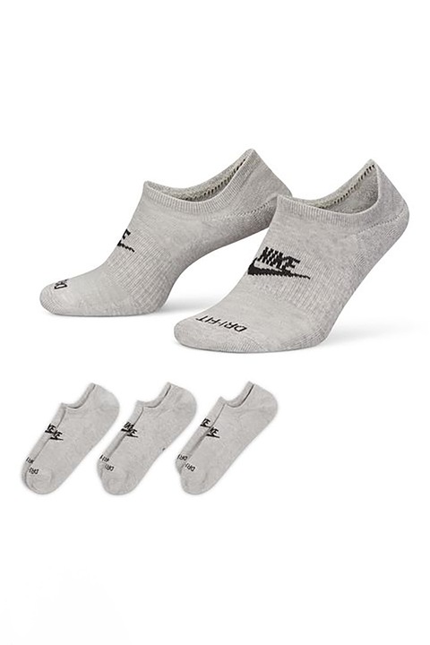 Nike, Омекотени и изрязани унисекс чорапи Everyday Plus - 3 чифта, Черен, Сив меланж, M