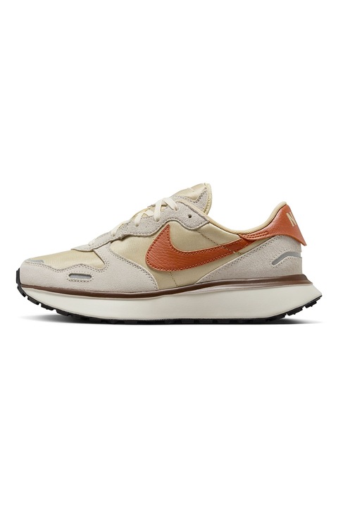 Nike, Pantofi sport cu insertii din piele intoarsa Phoenix Waffle, Gri deschis, Maro scortisoara, Camel, 6.5