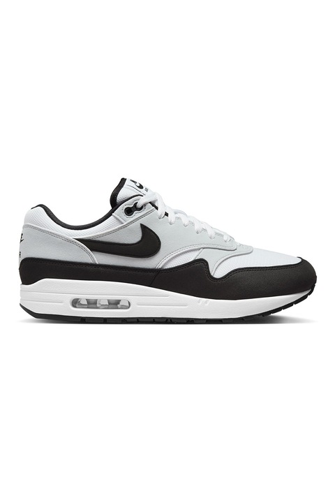 Nike, Pantofi sport din material textil Air Max 1, Alb/Negru/Gri deschis, 40