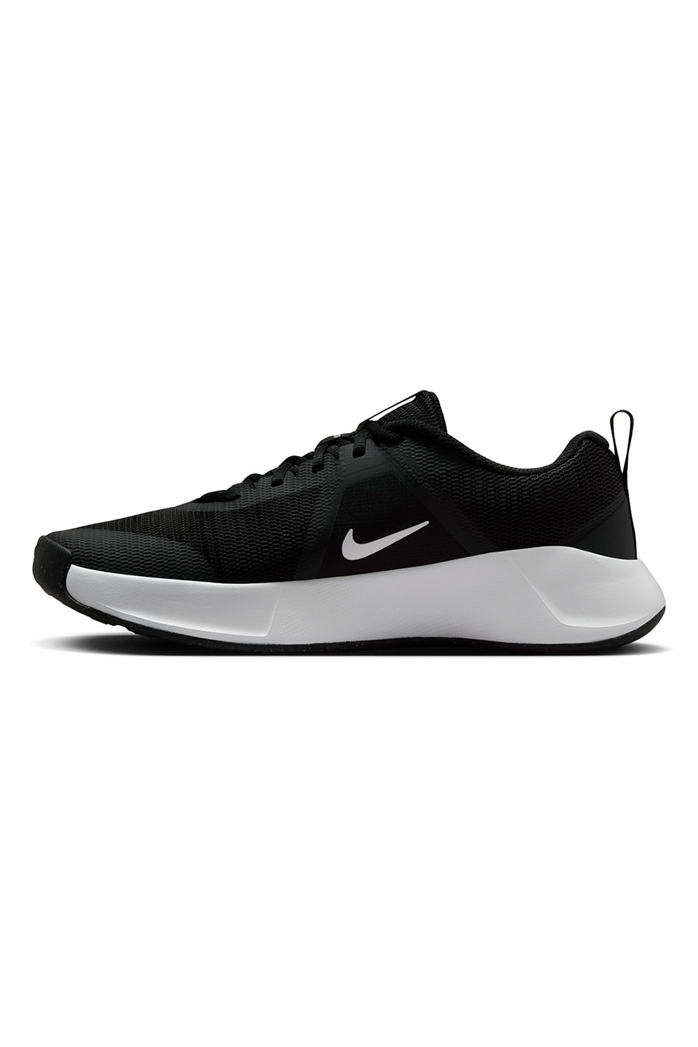 Nike, Pantofi MC Trainer 3 din plasa cu imprimeu logo lateral, pentru fitness, Negru, Alb optic, 8