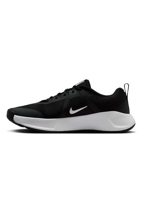 Nike, Pantofi MC Trainer 3 din plasa cu imprimeu logo lateral, pentru fitness, Negru/Alb optic