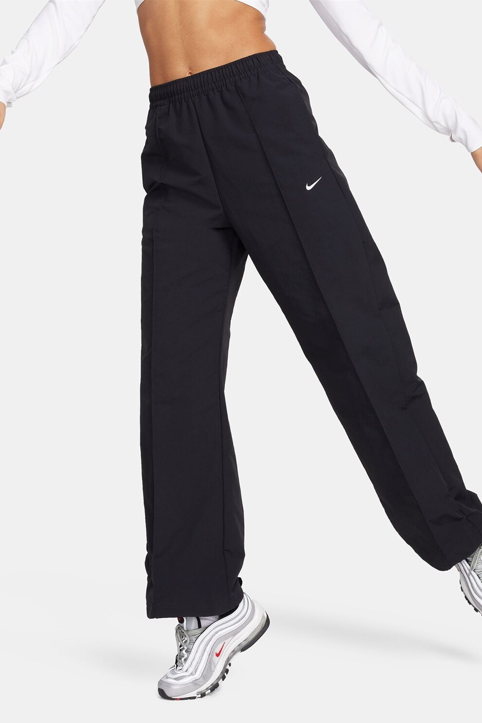Nike, Pantaloni cu croiala ampla cu buzunare laterale, Negru, XL
