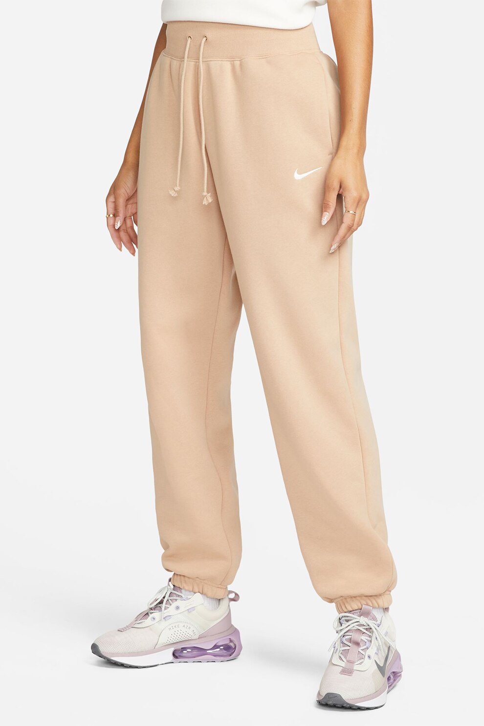 Nike, Pantaloni de trening relaxed fit cu logo Phoenix, Maro nisip, XS