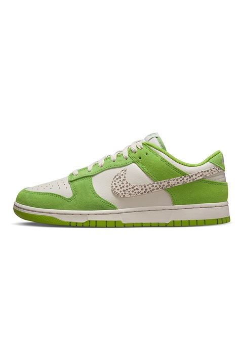 Nike, Спортни обувки Dunk с велур, Мръснобял/Лайм зелено
