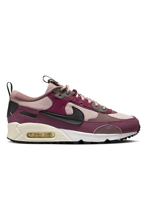 Nike, Pantofi sport cu sireturi Air Max 90 Futura, Negru/Violet pruna, 36