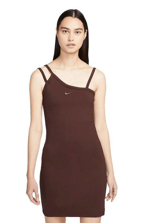 Nike, Рокля с лого, Тъмнокафяв, XS