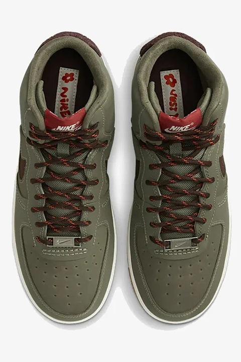 Nike, Pantofi sport inalti din piele cu insertii din material textil Air Force Sculpt Wild, Maro, Kaki, 5