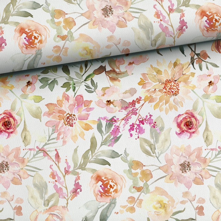 Material textil, Bumbac imprimat Flori de piersic, bumbac 100%