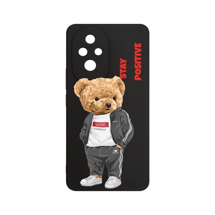 Husa pentru Honor 200 5G, BestCase® Slim SIlicon 0.8MM, Stay Positive - Teddy Bear, Protectie Camera, Antisoc, Rezistenta la uzura, c-B 926