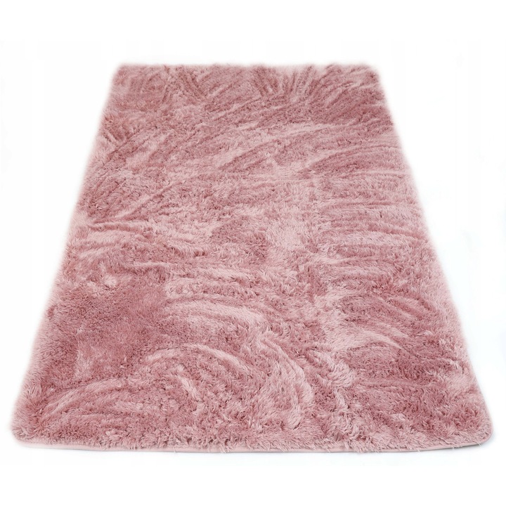 Covor Plus Velvet, Elsimone, Softi Plus Velvet, Material Poliester, Tip Fir Delicat, Moale, Pufos, Inaltime Fir 30 mm, Baza 3D, Partea De Jos A Covorului Antiderapanta Cu Nodule De Cauciuc, 120 x 170 cm, Roz