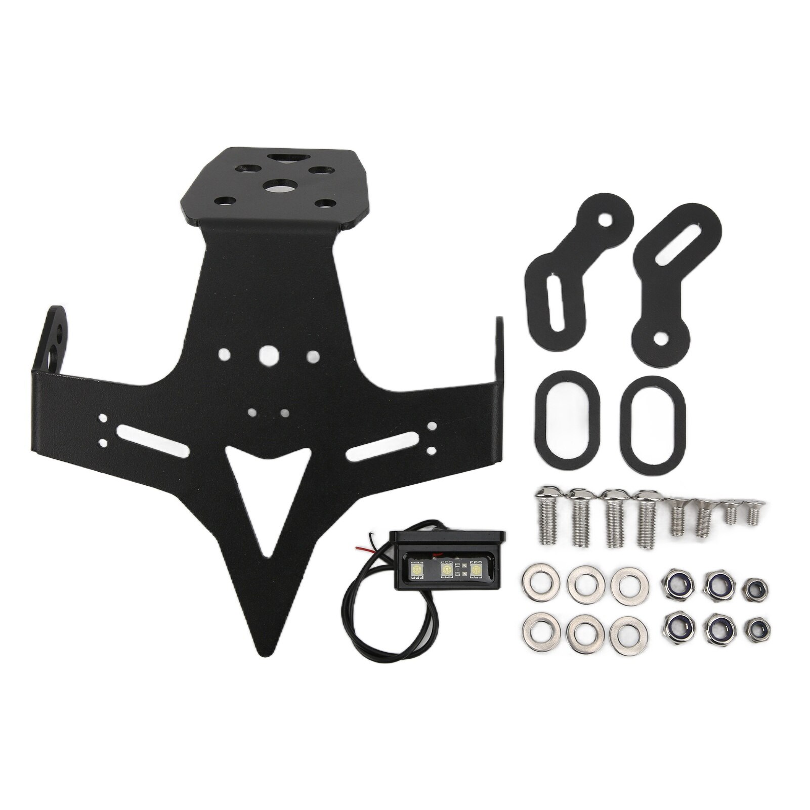 Suport numar motocicleta, Mmgoqqt, carbon, negru, cu LED, pentru