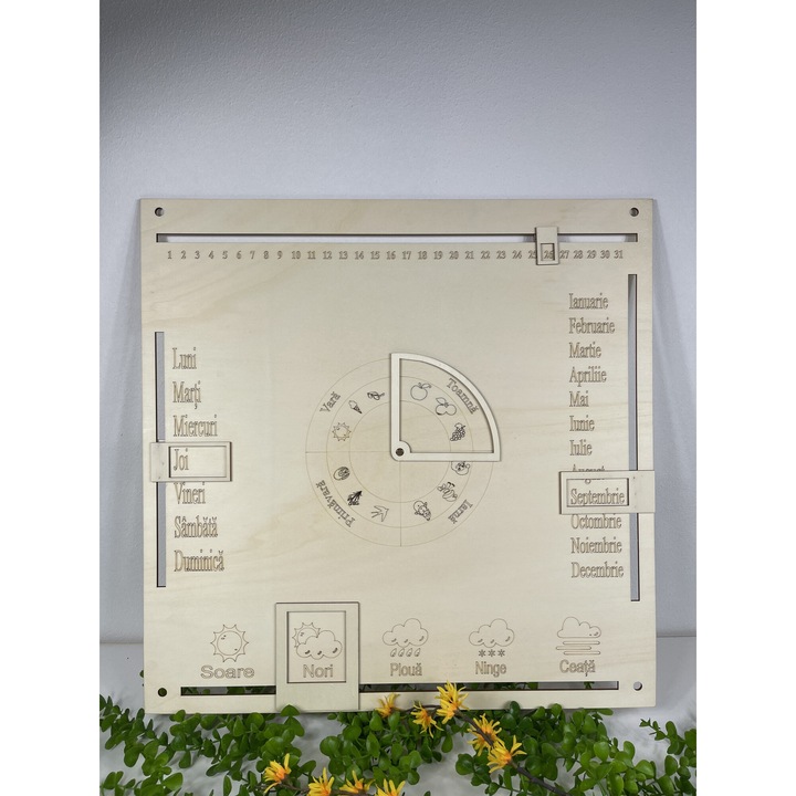 Calendarul naturii, din lemn de plop de 60cmx60cm