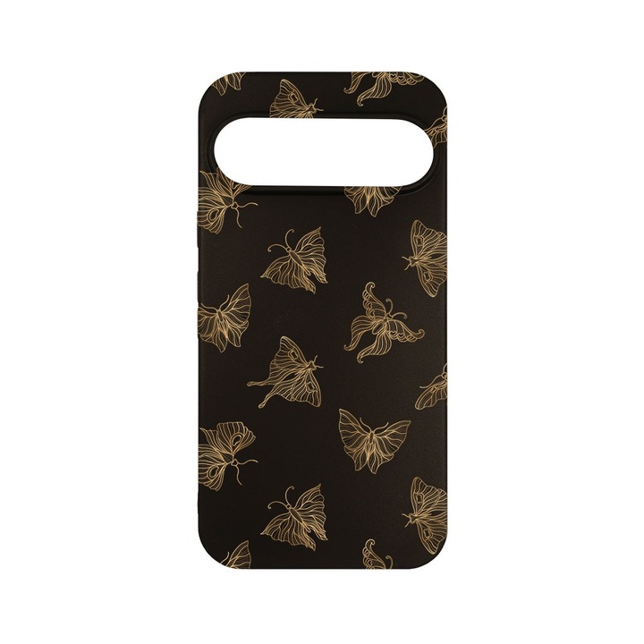 Husa pentru Google Pixel 9 Pro, BestCase® Slim SIlicon 0.8MM, Gold Butterfly, Protectie Camera, Antisoc, Rezistenta la uzura, c-B 919