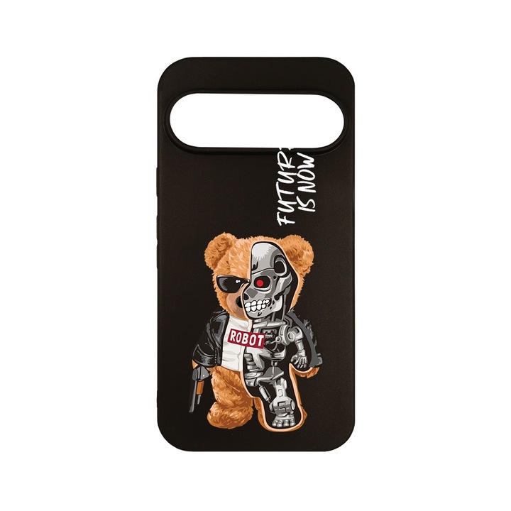 Husa pentru Google Pixel 9 Pro, BestCase® Slim SIlicon 0.8MM, Half Robot Half Teddy Bear, Protectie Camera, Antisoc, Rezistenta la uzura, c-B 931