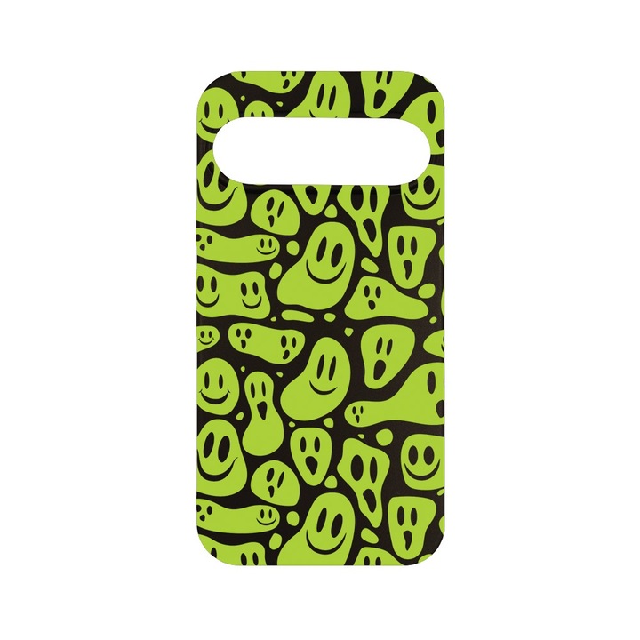 Husa pentru Google Pixel 9, BestCase® Slim SIlicon 0.8MM, Green Acid Smiley, Protectie Camera, Antisoc, Rezistenta la uzura, c-B 1051