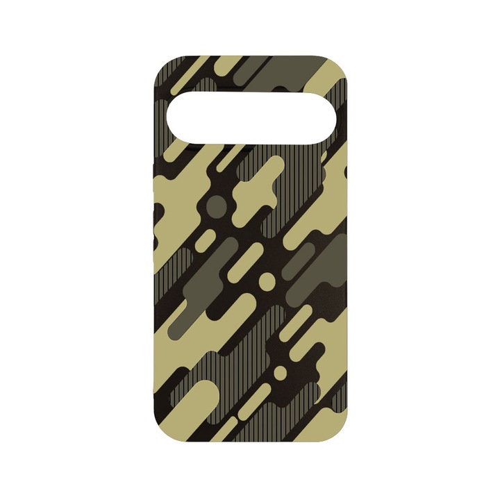 Husa pentru Google Pixel 9 Pro, BestCase® Slim SIlicon 0.8MM, Green Camouflage, Protectie Camera, Antisoc, Rezistenta la uzura, c-B 811