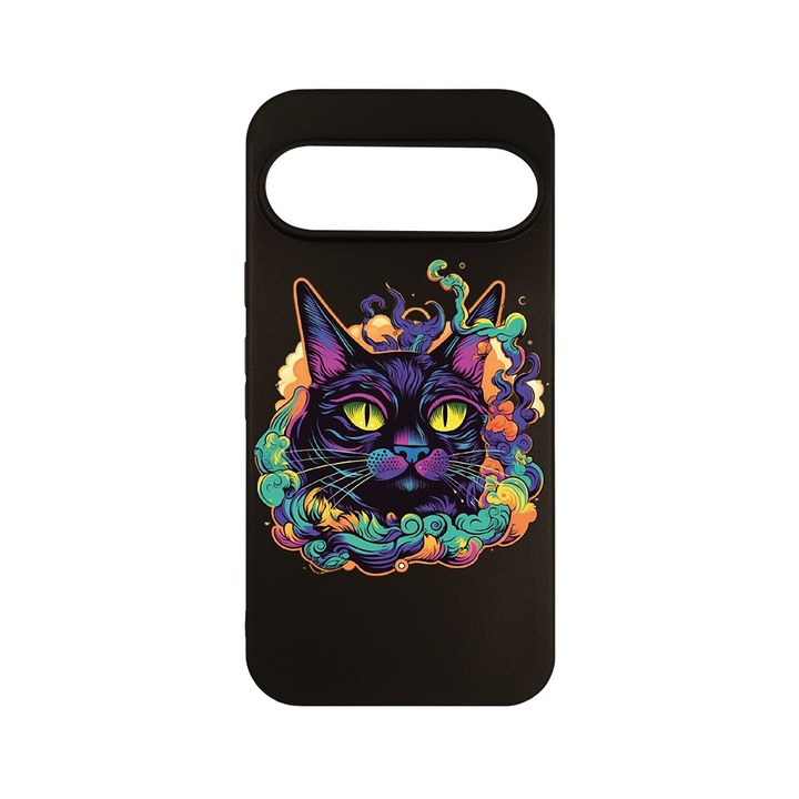 Husa pentru Google Pixel 9 Pro, BestCase® Slim SIlicon 0.8MM, Dream Colors - Black Cat, Protectie Camera, Antisoc, Rezistenta la uzura, c-B 1571