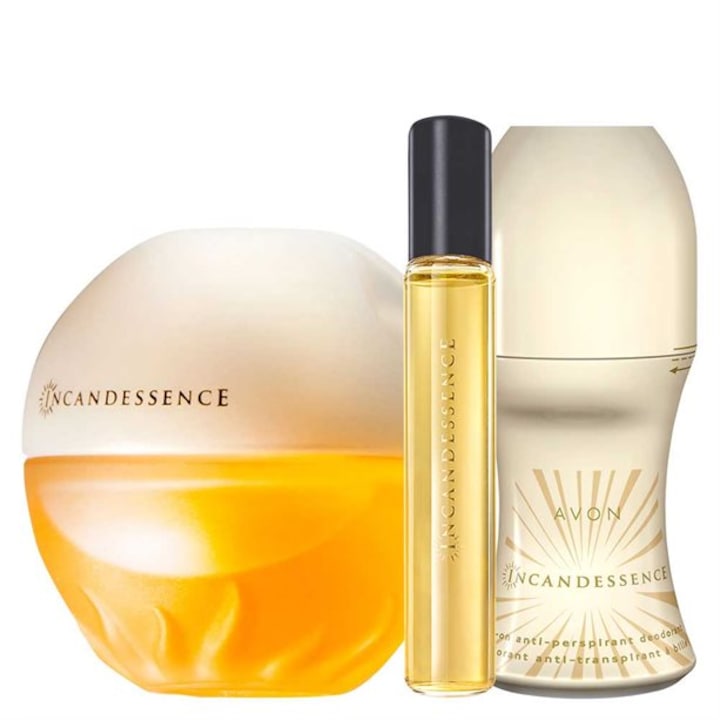 Set 3 produse Incandessence, Avon - Apa de parfum 50 ml, Roll-on 50 ml si Mini-Apa de parfum 10 ml