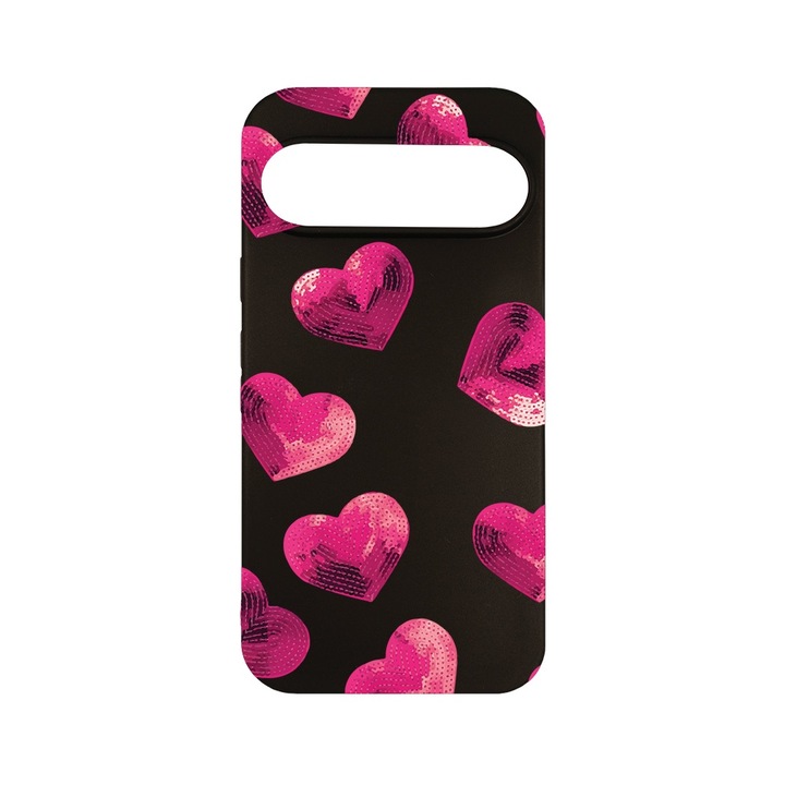 Husa pentru Google Pixel 9, BestCase® Slim SIlicon 0.8MM, Heart Pattern, Protectie Camera, Antisoc, Rezistenta la uzura, c-B 987