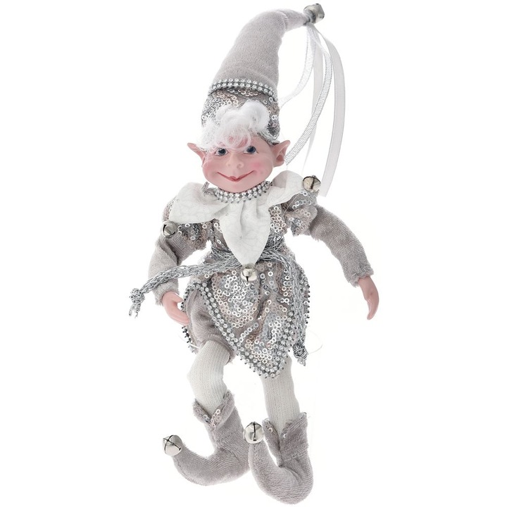 Decoratiune craciun Spiridus Elf, Gri, 30cm