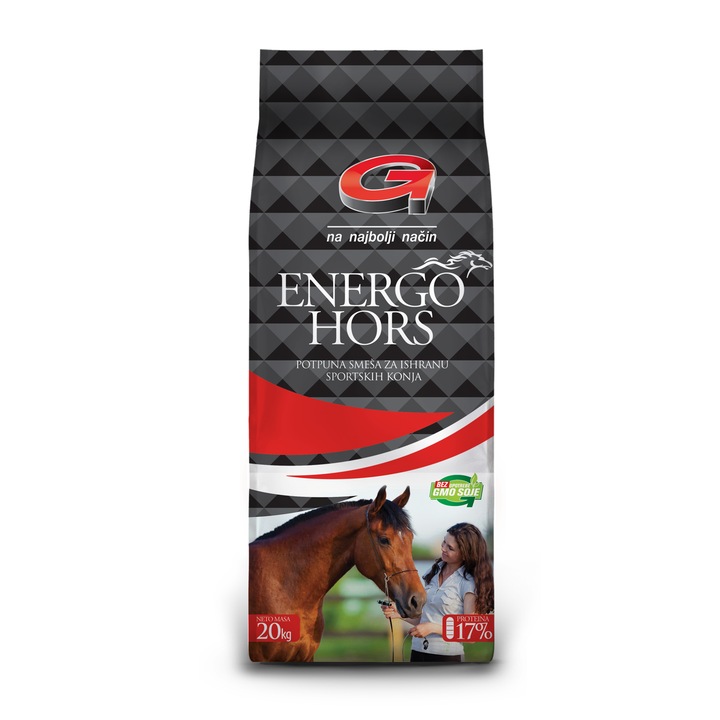 Gebi, Teljes értékű táp lovaknak - Energohorse 17, granulált keverék, fehérje 17%, zab és GMO MENTES, 20 KG